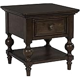 Signature Design by Ashley Veramond Traditional End Table with Drawer and Lower Shelf, Dark Brown