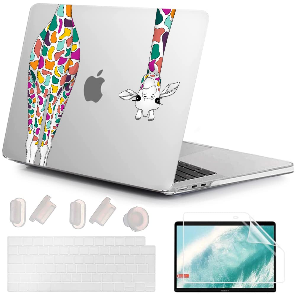 MUSHUI for MacBook Air 13.6 inch Case 2025 2024 2023 2022 M4 M3 M2, Ultra-Thin UV-Printed Hard Shell Cover for MacBook Air 13.6" A3240 A3113 A2681, Keyboard Cover & Screen Protector, Giraffe