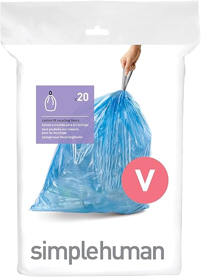 simplehuman CW0298 Code V Custom Fit Bin Liners Blue, Pack of 20
