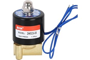 RIH PNEUMATIC 1/4 Inch Electric Solenoid Valve Brass 12V/24V/110V 2 Way High Turn Coil Normally Closed Water 2W025-08 Liquid Air control AC110V