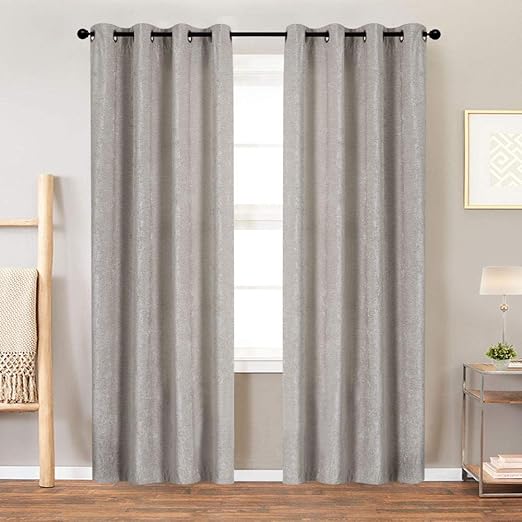 Amazon Com Chenille Curtains Grey 95 Inches Window Drapes For