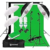 CanadianStudio Upgraded Photo Studio Continuous Umbrella 1000 watt equivalent output Lighting kit Black/White/Green High Key 