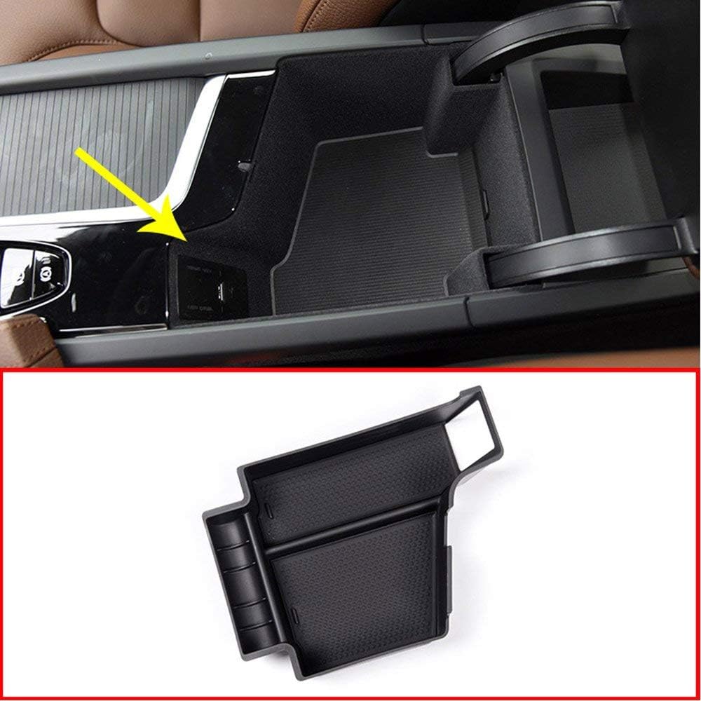ABS Plastic Center Armrest Storage Box Phone Container Holder Tray Car Organizer Accessories Black for S90 XC90 V90CC 2017 2018, for XC60 2018