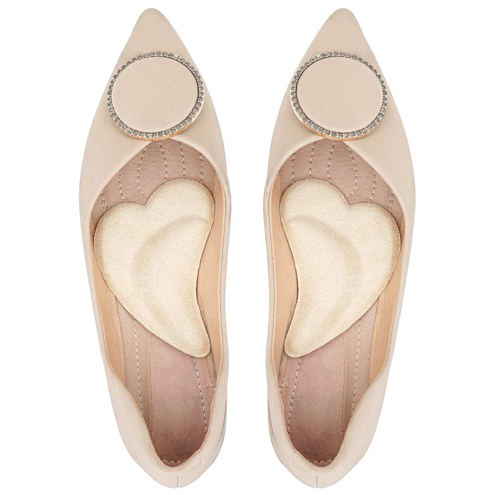 Beautulip Arch Pads for Flat Feet Adhesive Shoe Inserts Plantar Fasciitis Fallen Arch Pain Relief 3 Pairs (Beige)