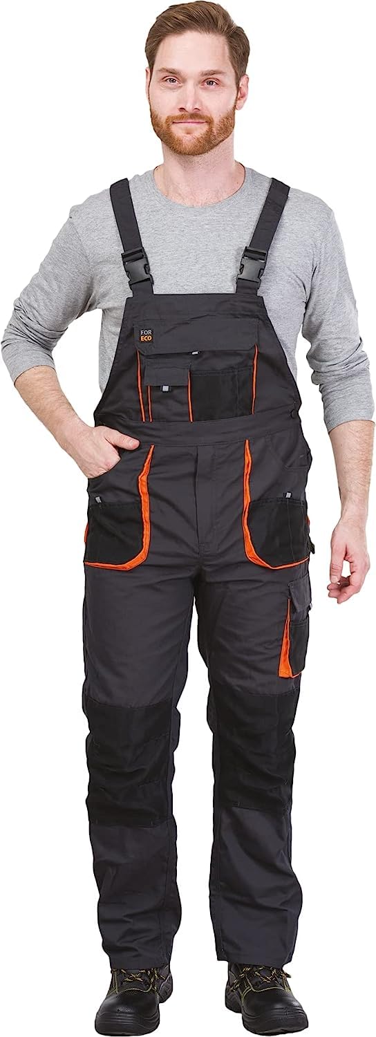 Reis Foreco-B_Sbp52 Foreco Protective Bib-Pants, Steel-Black-Orange, 52 Size