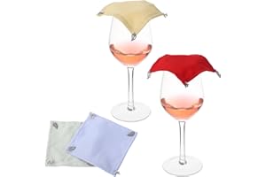 Wine Glass Covers to Keep Bugs Out, 4 Pack 4x4in Square Fabric Drink Covers with Weighted Silver Corner Accents, Breathable &