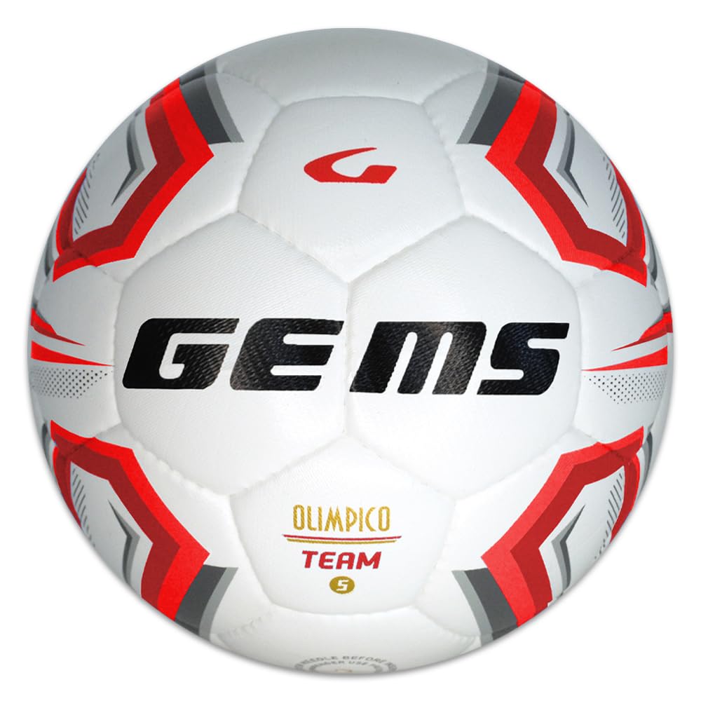 GEMS UN06-0312 Olimpico Team Unisex Football White/Red Size 5