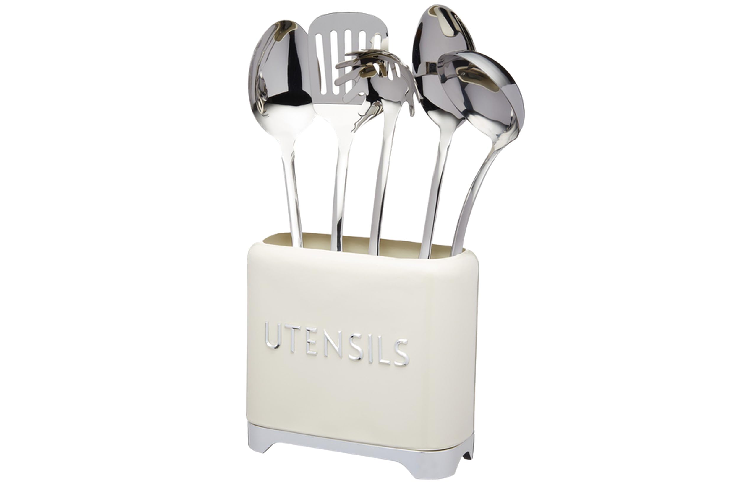 KitchenCraft Lovello Utensil Holder, 2 x 1 x 16 cm - Vanilla Cream