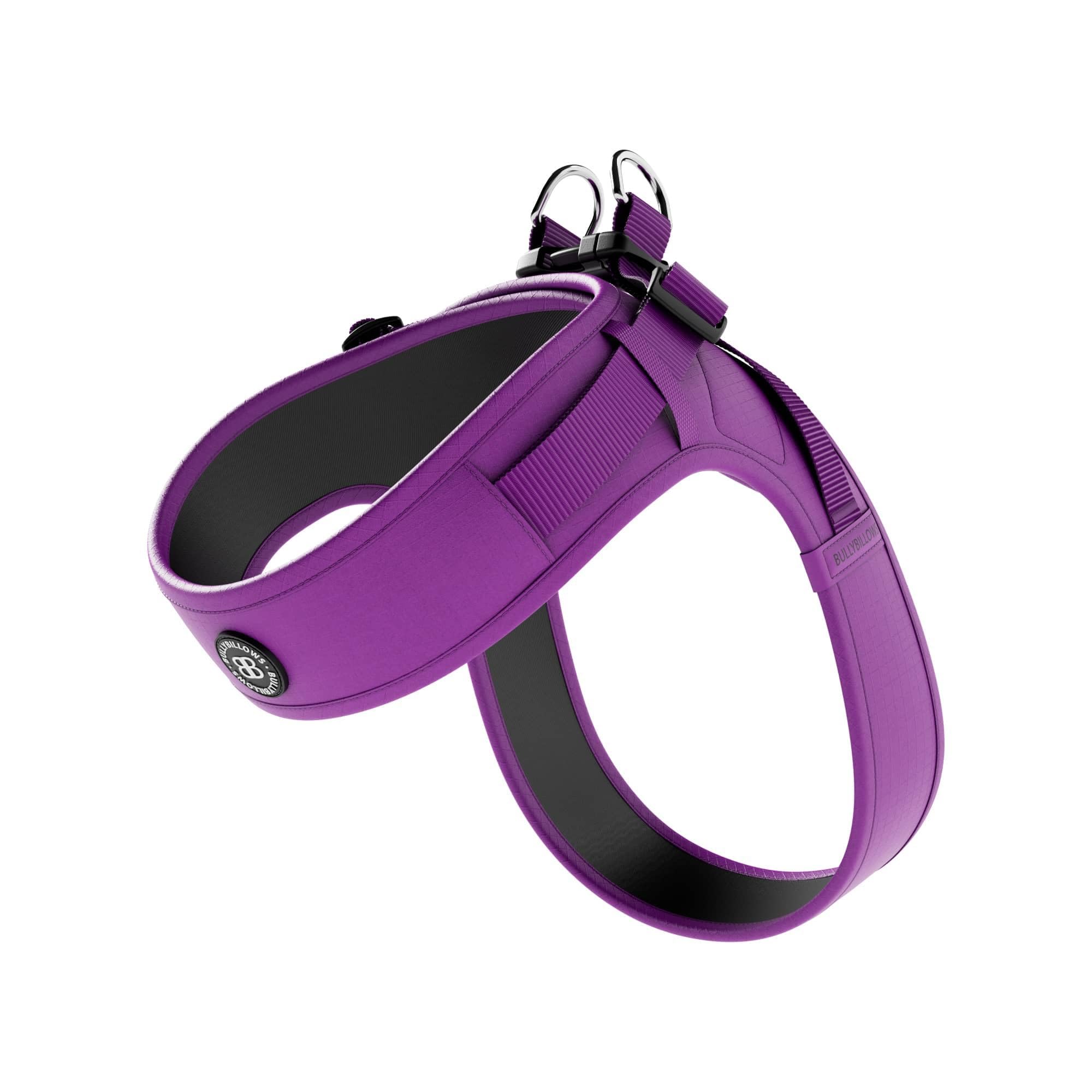 BullyBillows Boomerang Harness | Non-Restrictive Lightweight Dog Harness | Simple To Take Slip On & Off | Premium Quality Dog Harness With Hook and Loop Strap | Purple Medium