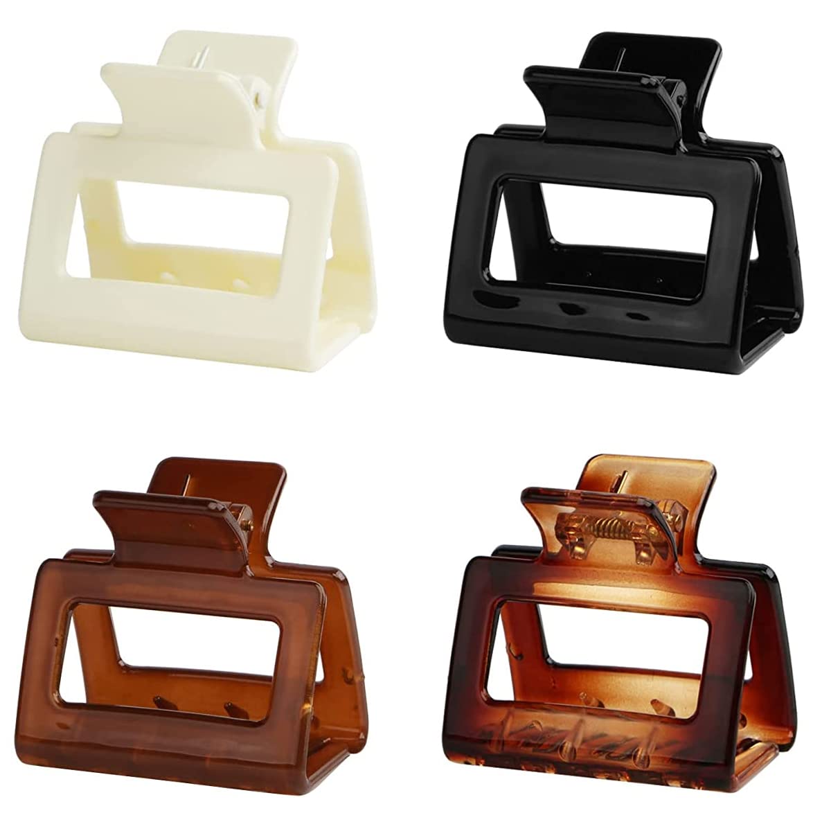 Leikedun 4 PCS Hair Claw Clips Square Medium Colourful Non slip Clip French for Fine Long Colors Accessories Girls and Women, Caramel+coffee+milk white+black — image 1