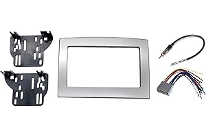CUSTOM INSTALL PARTS Silver Double Din Dash Install Kit w/Wiring Harness Radio Stereo Compatible with Dodge Ram