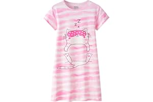 CYCHELRY Teen Girls Nightgowns-Loose Short Sleeve Sleepwear Cute Bear Nightdress Tween Pajamas Size 8-16