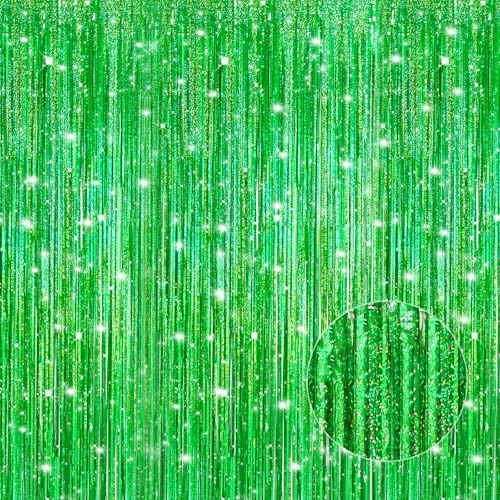 Party Streamers Green Tinsel Holographic 5 Pack