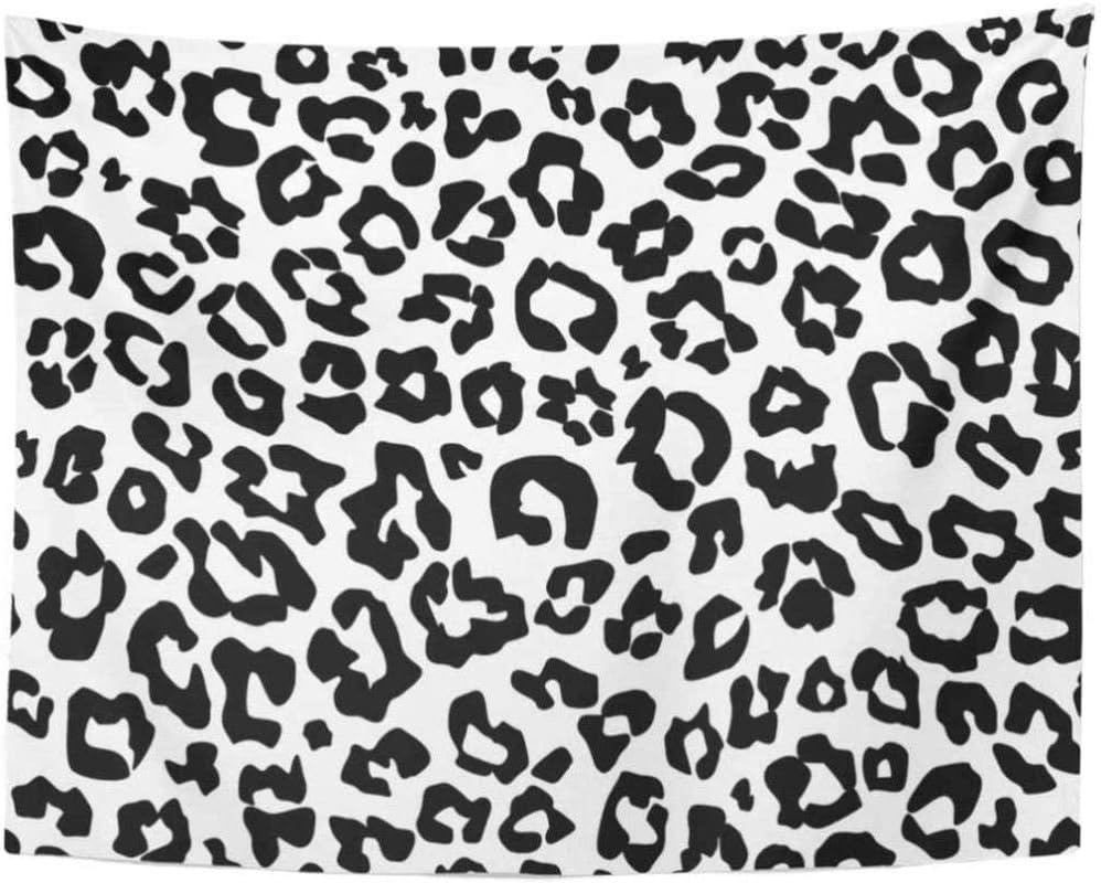 tapiz pared 3D Animal Leopardo Patrón Monocromo Negro Blanco Nieve