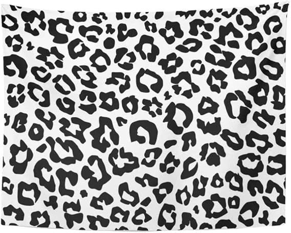 tapiz pared 3D Animal Leopardo Patrón Monocromo Negro Blanco Nieve