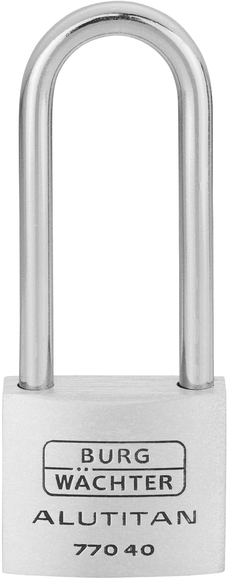 Burg-Wächter Padlock with Key, 6.9 mm Shackle Thickness, Solid Aluminium Lock, Rustproof Inner Work, Hardened, Alutitan 770 HB 40 65 SB