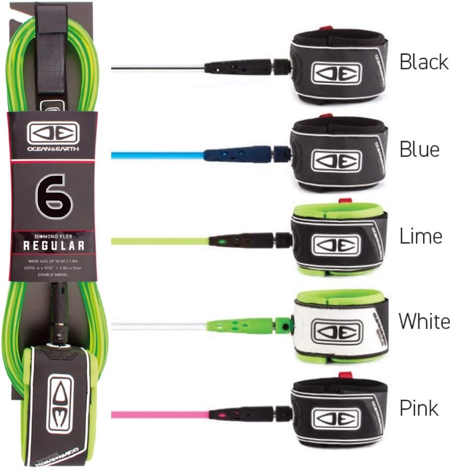 Ocean and Earth Regular 6ft 0 Moulded Surf Leash 6 feet Blue Surfing Leashes