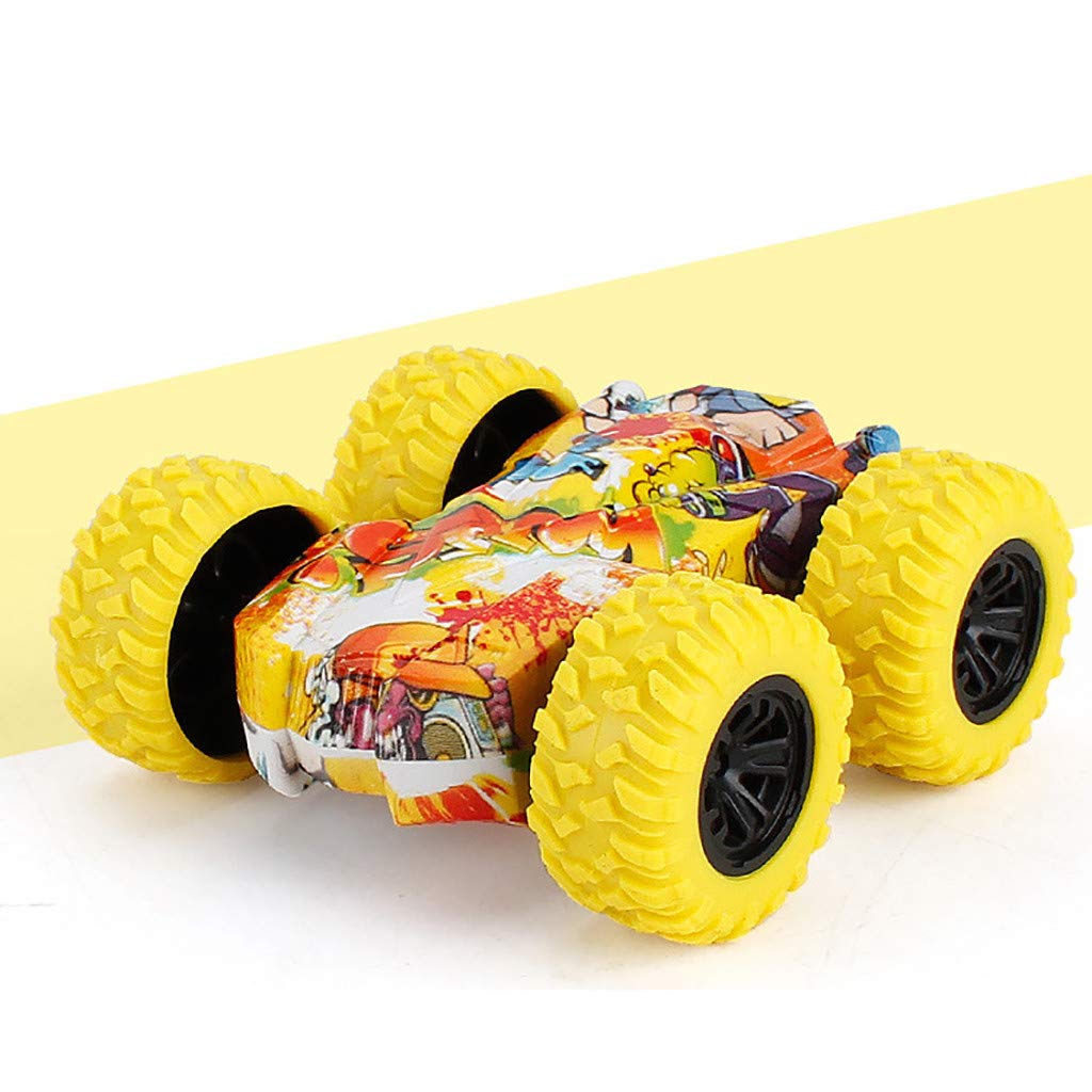 MiMiey Spielzeugauto Modell Stunt Auto Inertia Double Side Stunt Graffiti Auto Off Road Modellauto Fahrzeug Kinder Spielzeug Camouflage Allradantrieb Geschenk Camouflage Spielzeugauto Modell (Gelb)