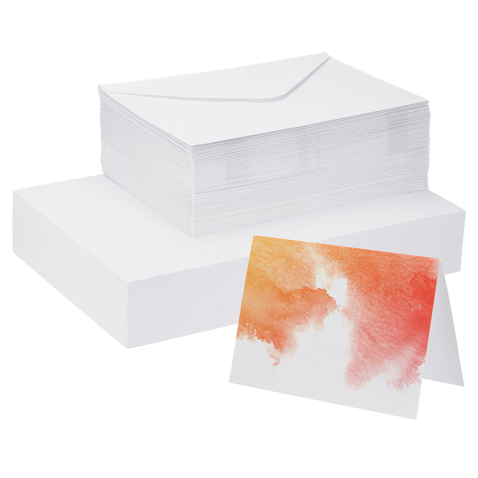 PATIKIL 200 Sets Pure Cotton Watercolor Cards 140lb/300 GSM Postcards with Envelopes for Art Painting Creative Thank Notes, 5x7 Inch Foldable Size