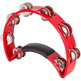 RhythmTech RT1030 Tambourine, Nickel Jingles, Red | 0