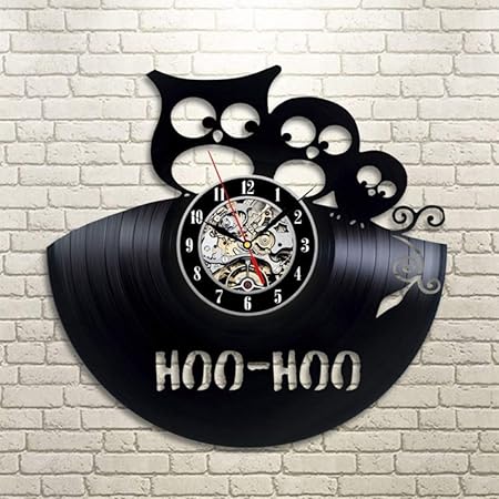 LKCAK Estilo Retro CD Vinilo Disco de Vinilo Reloj Hueco de Dibujos