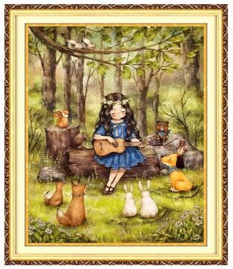 Amazon クロスステッチキット Diy 壁飾り 少女 ホビー プレゼント 森 伝統 手芸 花 刺繍キット アニメ 刺繍図案 クロスステッチ枠 居間飾り 庭の風景 刺しゅう 長方形 C 刺しゅうキット 通販