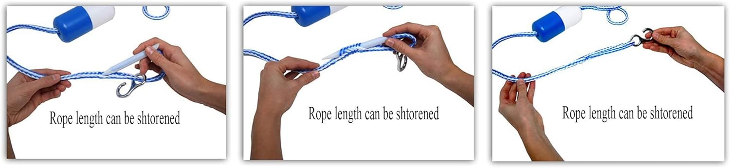 ATIE PoolSupplyTown 16' Swimming Pool Safety Divider Rope and Float Line with 2 Pre-Assembled Stainless Hooks (16 FT) : Garden & Outdoor