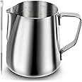 Milk Frothing Pitcher, Espresso Steaming Pitcher 12oz,Espresso Machine Accessories,Stainless Steel Milk Coffee Cappuccino Barista Steam Pitchers Milk Jug Cup with Decorating Pen Latte Art