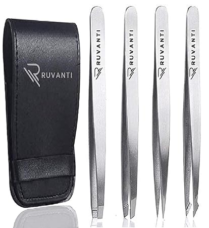Amazon Com Ruvanti 4 Piece Professional Stainless Steel Tweezers