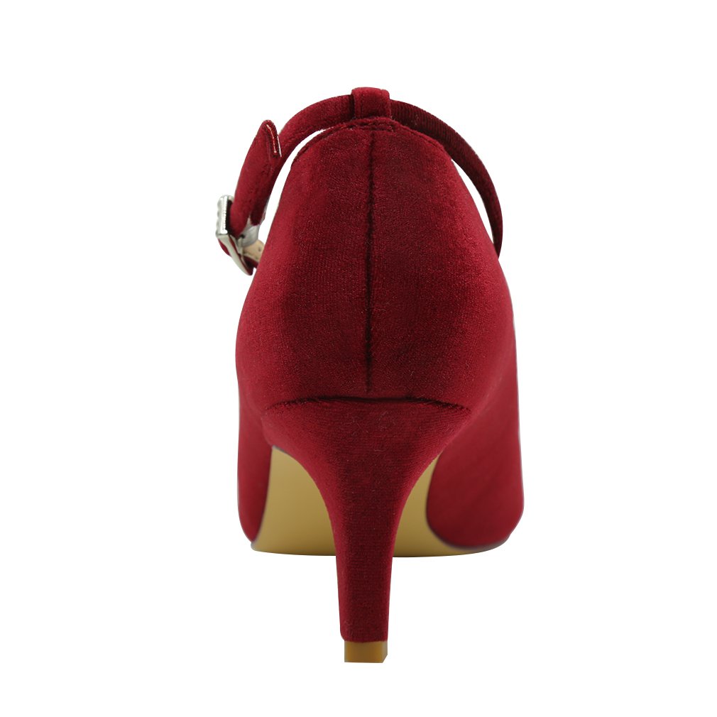 ERIJUNOR Low Heel Pumps for Women Comfort Kitten Heels Rhinestone Brooch Evening Dress Shoes - Image 5