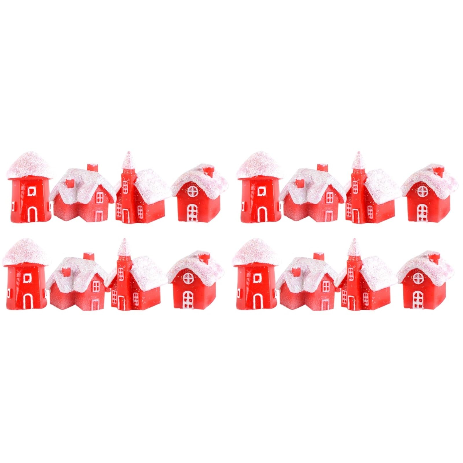 MAGICLULU 16 Pcs Table Adornment Mini Christmas Houses Cottage Figurine Desktop Decor Ceramic Christmas Houses Miniature Mini Resin House Xmas Village Red Tree Set