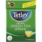 Tetley, Natural Green Tea, 72 Count (Pack of 6), Hot or Iced, Light, Refreshing Green Tea
