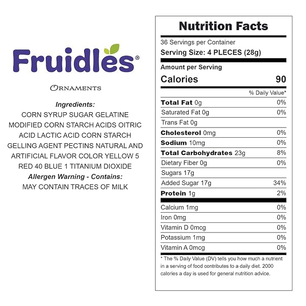 FRUIDLES GLITTER ORNAMENTS GUMMY CANDY, DELICIOUS GUMMIES, FUN AND FESTIVE HOLIDAY SNACKING, PARTY FAVOR (2.2 POUNDS)