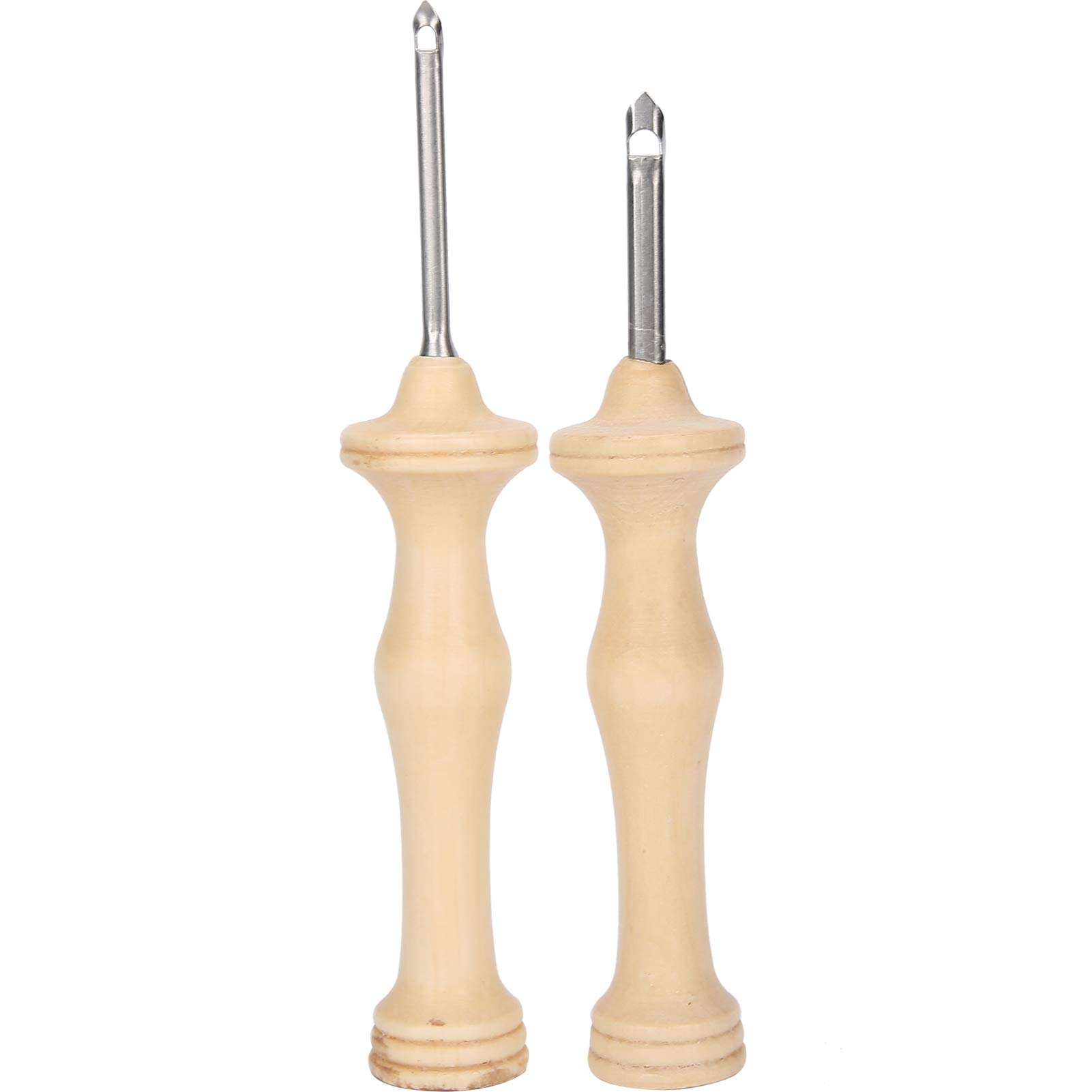 2Pcs Punch Needle Set Wooden Handle Embroidery Punch Needle Pen Stitching Tool for DIY Craft Thread and Yarn