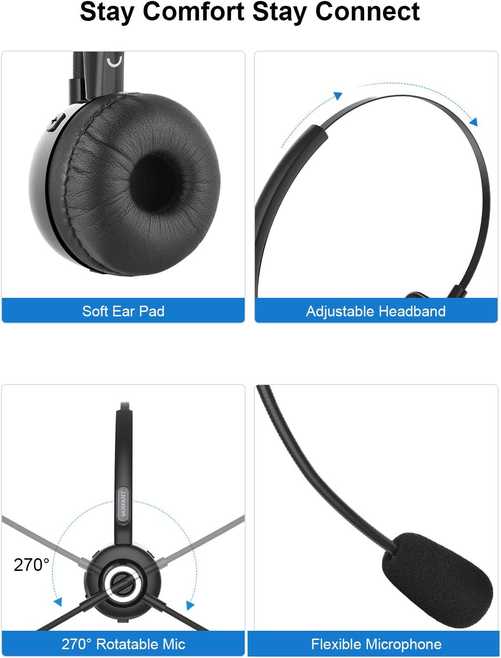 Accessori per audio e video Cuffie Bluetooth con Microfono SLT Cuffie per  Camionista Cuffie Wireless per Ufficio Cuffie Bluetooth per casa Ufficio  Cuffie Vivavoce per PC con eliminazione del Rumore urban-earth.co.uk