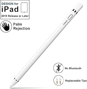 MEKO Upgraded Fine Tip Stylus Pen for 2018&2019&2020 Apple iPad with Palm Rejection, Compatible for iPad Pro 11/12.9 Inch 3rd&4th Gen, iPad 6th/7th Gen/Air 3rd Gen/Mini 5th Gen Digital Pencil -White