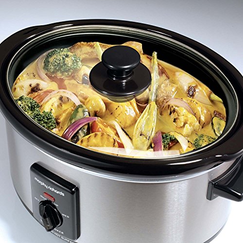 [- Morphy Richards Slow Cooker 3.5 Litre 48709 Brushed Steel Slowcooker  -]