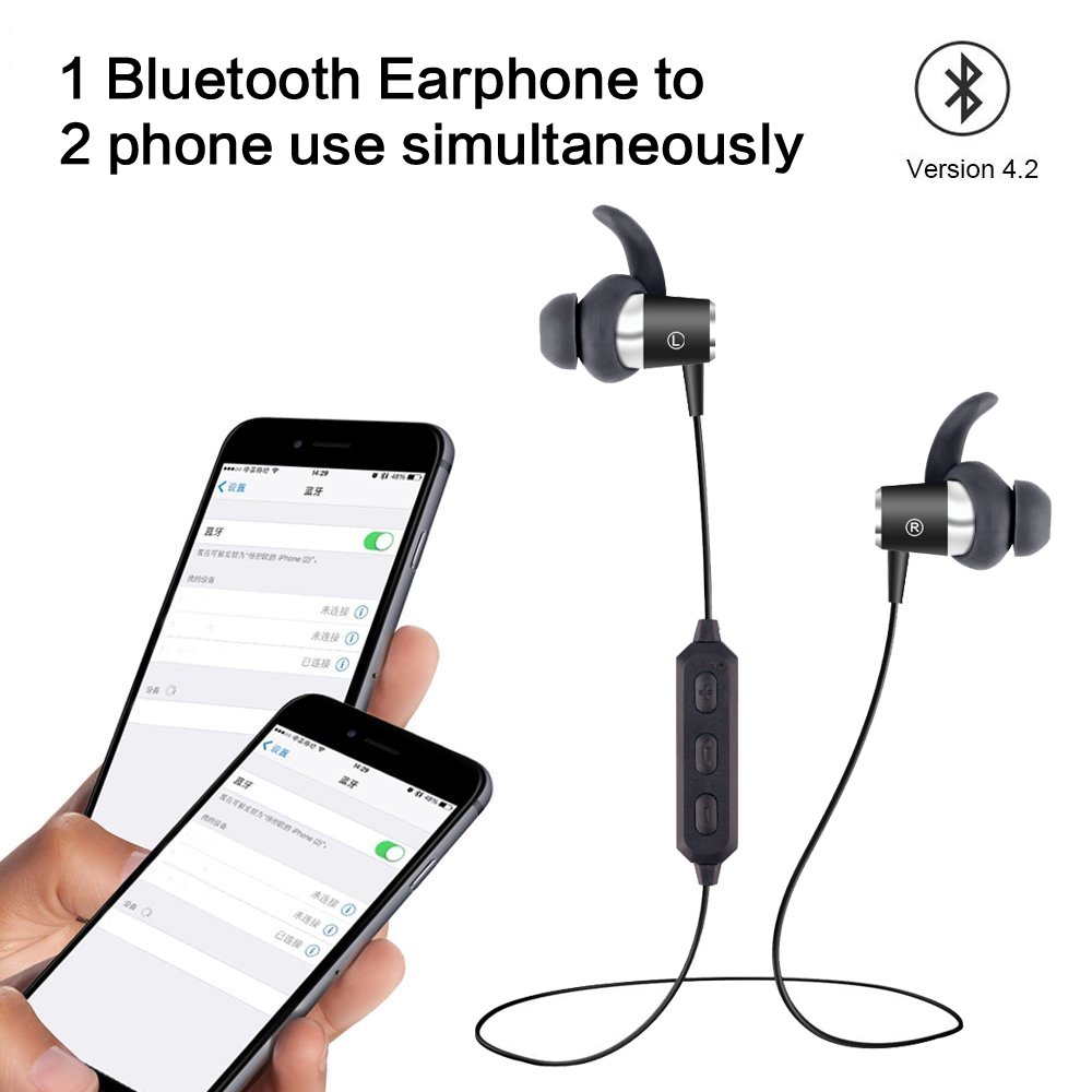 Bluetooth Headphones Sonzi Sport Earphone Wireless 4.1 Magnetic Earbuds for Gym Running with Mic Fast Pairing Workout 6 Hour Battery Noise Cancelling Headsets（Pink）