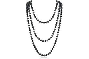 GHGMAO 59" Long Pearl Necklaces for Women, Vintage Elegant Long Pearls Necklace for Wedding Party 1920s Gatsby Costume Jewelry