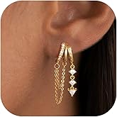fersltily Dangle Earrings for Women 14K Gold Plated Chain Earrings Ligheweight Hypoallergenic Huggie Drop Stud Earring for Women Jewelry Trendy