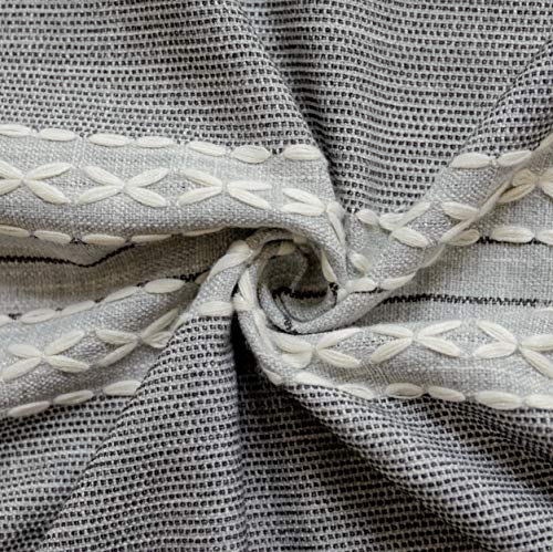 Rayzi Tablecloth, Rectangle Linen Cotton Wrinkle Free Anti-Fading Tablecloths,Washable Embroidery Dust-Proof Table Cover for Kitchen Party Outdoor (55 x 71 Inch, Gray)