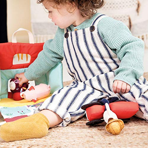 Lilliputiens - Mein erster Bauernhof - Lehrreiches Stoffspielzeug mit Tieren und Bauer - Fördert Motorik und Fantasie - Mit 8 Zubehörteilen und Tragegriff - Spielzeug zur Frühförderung - Ab 18 Monaten – Bild 4