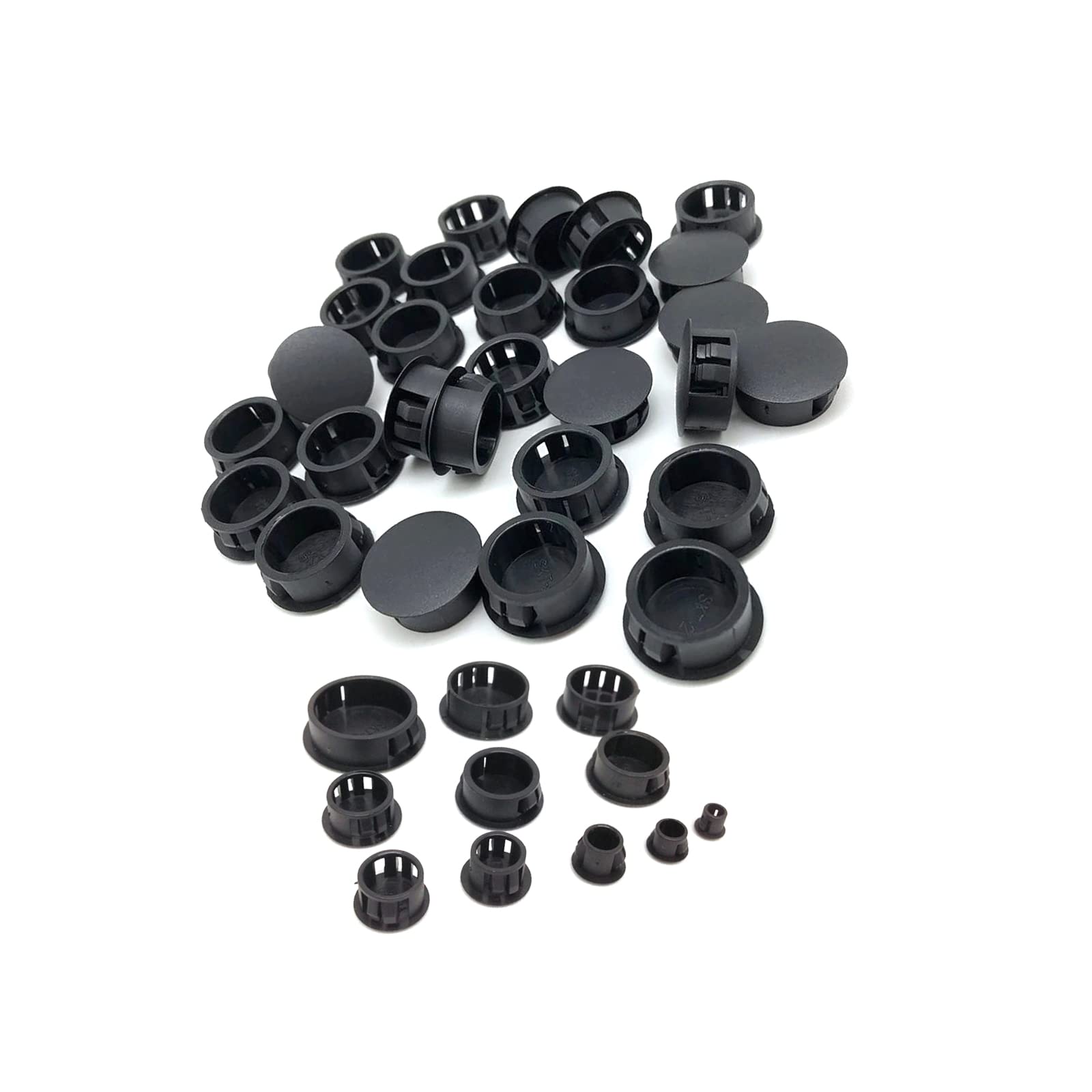 Aoktorkit 100 Pcs Plastic Plugs, 18mm Black Plastic Hole Plugs, Locking Insert End Cap, Hole Covers for Screw Holes Furniture Machines Cabinets, White (AOK0169-18mm)