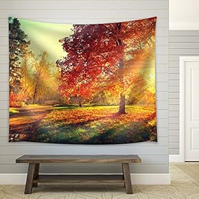 Beautiful Scenery in a Sunny Autumn Morning - Fabric Tapestry, Home Decor - 51x60 inches