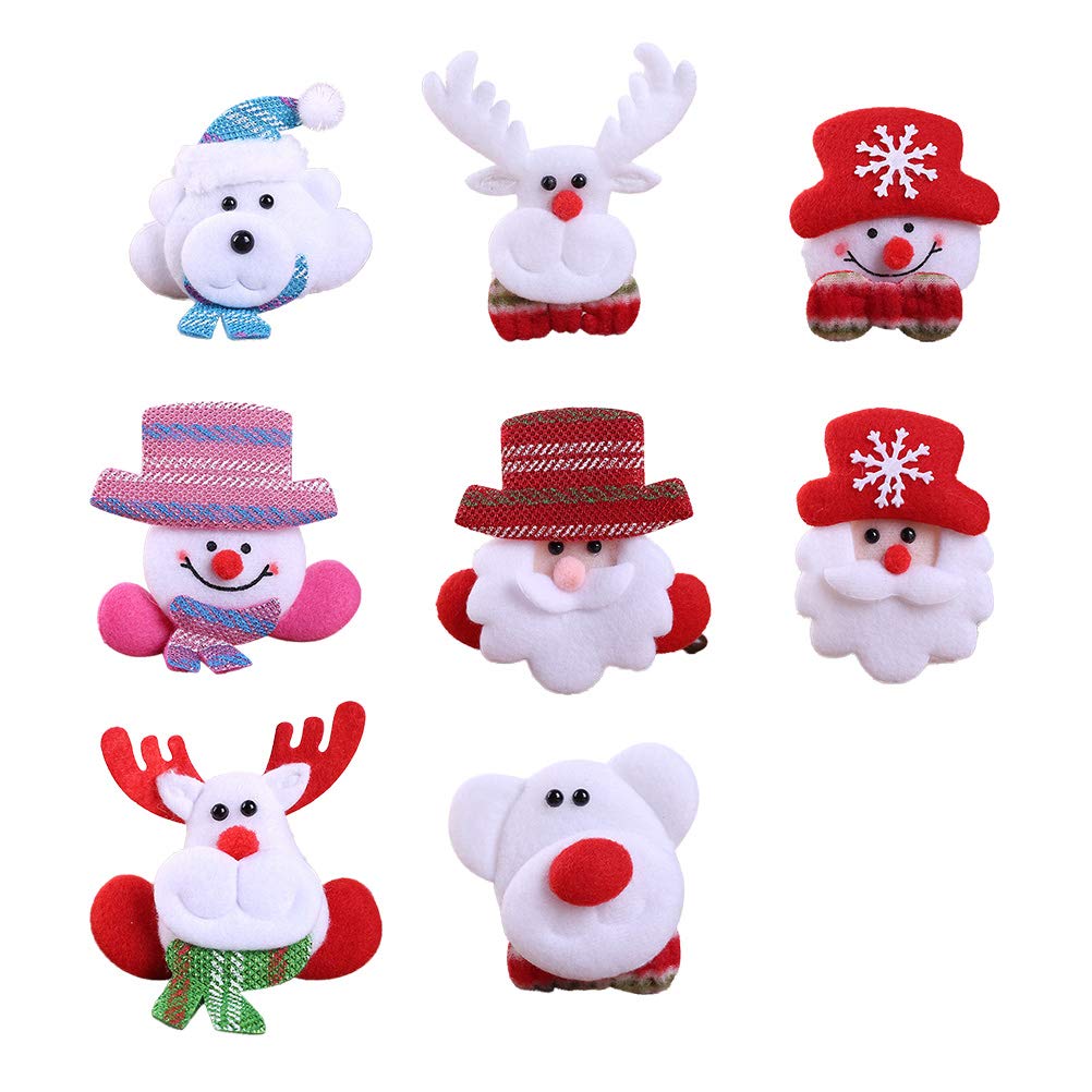 YeahiBaby 8PCS Christmas LED Brooches Luminous Glowing Badge Clips Xmas Party Supplies for Kids Adults (Santa Claus, Snowman, Bear, Reindeer)