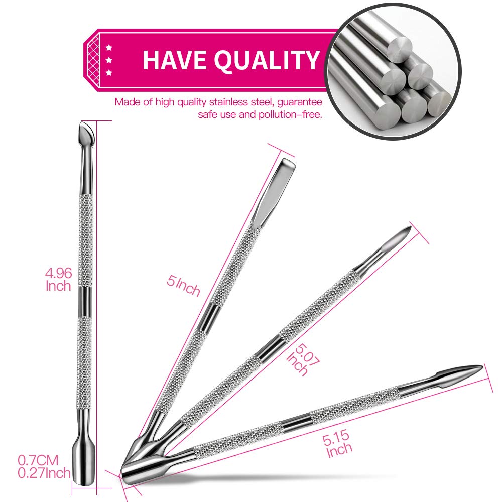 4 PCS Cuticle Pusher and Cutter Set, FANDAMEI Dead Skin Nail Cleaner Tools, Professional Stainless Steel Cuticle Remover, Durable Pedicure Manicure Tools: Beauty