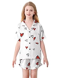 Umeyda Girls Satin Silky Collar V Neck Ruffle Short