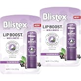 Blistex Lip Boost Wellness, Intensive Hydration from Coconut Oil &amp; Beeswax, Elderberry Moisturizer (Pack of 2)