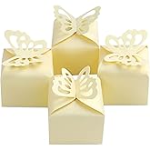 Kslong 50pcs Yellow Butterfly Wedding Favor Boxes Girl Baby Shower Candy Box Decoration Party Birthday Small Gift Boxes(Yellow)