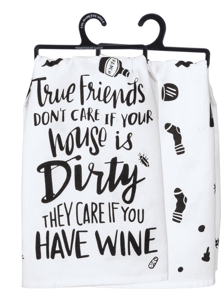 Primitives by Kathy Dish Towel, Cotton, True Friends Don't Care, 28"